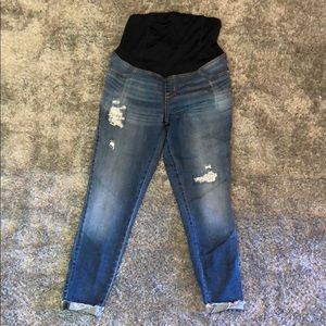 Isabel Maternity by Ingrid & Isabel Jeans - Cropped Distressed Denim Maternity Jegging Isabel Maternity by Ingrid & Isabel Jeans - Cropped Distressed Denim Maternity Jegging